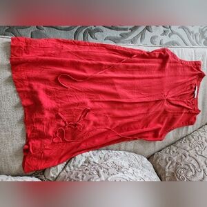 Loft Rayon large red dress